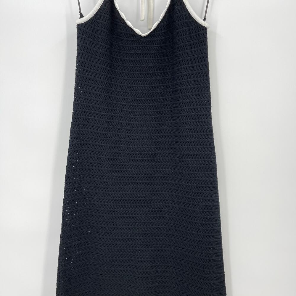 Bec + Bridge | NWT Ravyn Halter Maxi Dress in Black Crochet Knit White Trim M - Picture 9 of 16